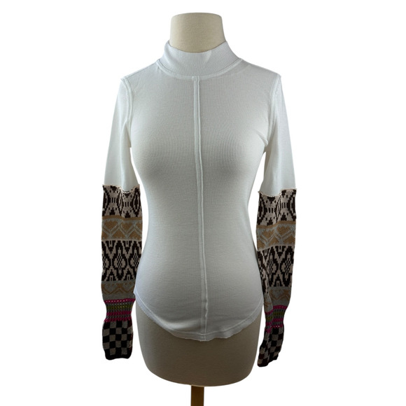 NWOT We The FREE PEOPLE Gorgeous Cuff Top Thermal Knit Long Sleeve Thumbholes XS - Picture 2 of 13